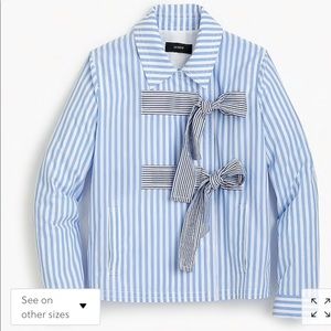 NWT J. Crew Bow-Front Cropped Jacket in Stripe